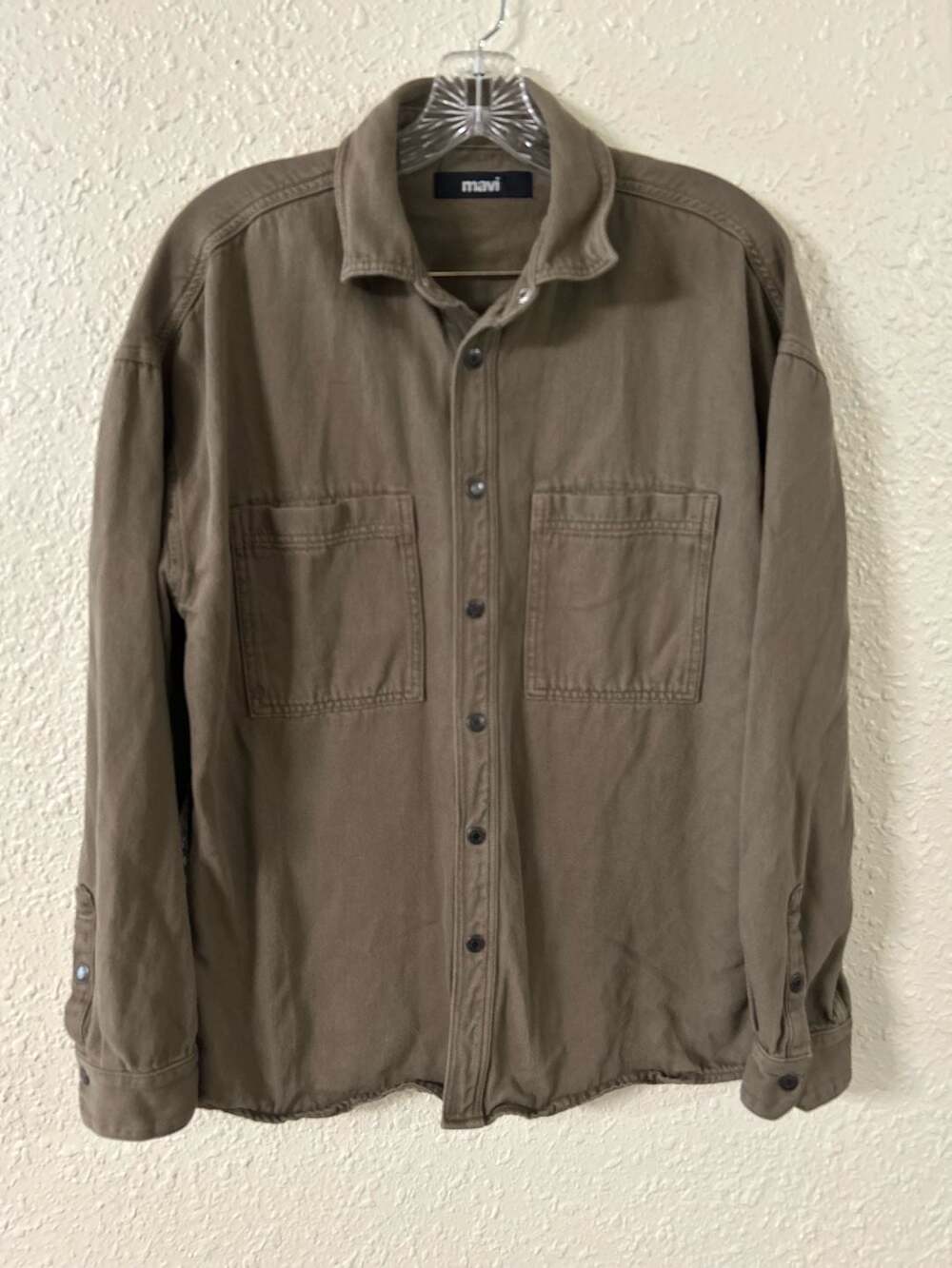 Mavi Stefan Olive Green Cotton Button Down Shirt Size M